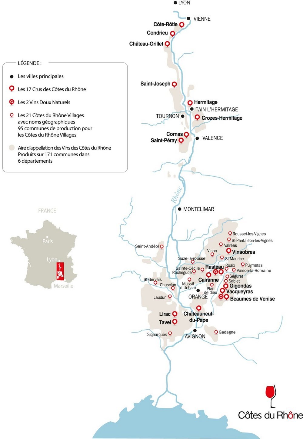Côtes du Rhône Map